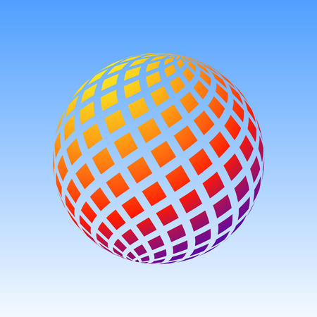 Abstract logo sphere. 3d halftone effect vector background. Color vector illustration.のイラスト素材