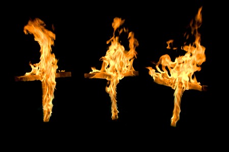 burning  christian crosses 2の写真素材