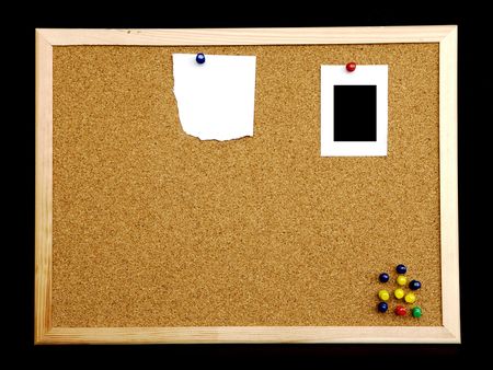 cork board on black backgroundの写真素材