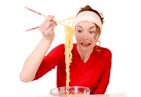 girl did not keep pastaの写真素材