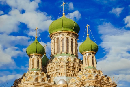 green dome of the churchの写真素材
