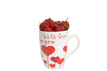 Sweet Strawberry in a cup with loveの写真素材