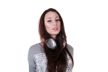Young woman listening to musicの写真素材