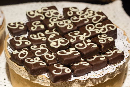 Handmade chocolate at store in European town Lviv, Ukraine