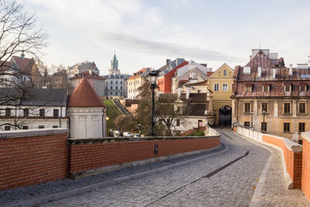 Streets of Lublin old town in Eastern Europe, Polandの写真素材