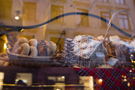 Bread and buns in bakery shopの写真素材