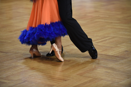 Stuttgart, Germany - August 11, 2015: An unidentified dance couple in a dance pose during Grand Slam Standart at German Open Championship, on August 11, in Stuttgart, Germanyのeditorial素材