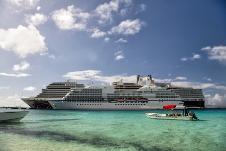 Grand Turk, Grand Turk and Caicos Island - December 29, 2015: Two Cruise Ships Docked in Grand Turk Islands, Caribbeanのeditorial素材