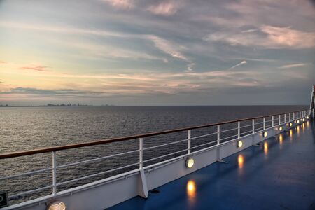 Ocean view from cruise ship at the eveningの写真素材