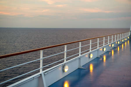 Ocean view from cruise ship at the eveningの写真素材