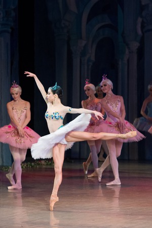 Kyiv, Ukraine- April 7, 2017 : ballet dancer Katerina Kukhar dancing during ballet Corsar or Le Corsaire at National opera of Ukraineのeditorial素材