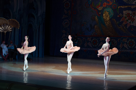 Kyiv, Ukraine- April 7, 2017 : ballet dancer young ballerina dancing during ballet Corsar or Le Corsaire at National opera of Ukraineのeditorial素材