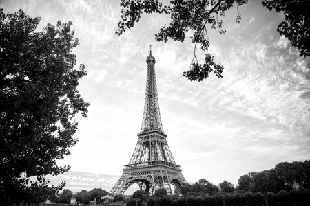 Eiffel Tower at sunset in Paris, France. love and Romantic travel background. Eiffel tower is traditional symbol of paris and love.の写真素材