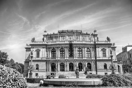 Prague, Czech Republic - June 03, 2017: Rudolfinum gallery in Prague, Czech Republic on sunny summer day on blue sky background. Culture, architecture, attraction, travelling, wanderlustのeditorial素材