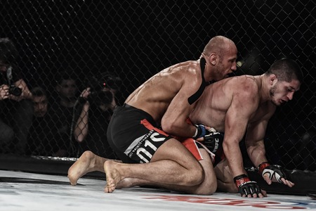 Kyiv, Ukraine -March 13, 2017: mma fighters fight at the ring fight at the championship in Palace of sport in Kiev, Ukraineのeditorial素材