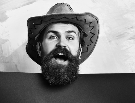 Bearded brutal caucasian hipster cowboyの写真素材