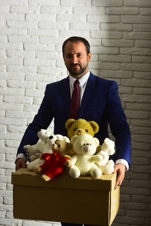 Businessman wears smart suit and tie. Man with beardの写真素材