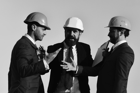 Business succsses. Architects hold clip folder. Consrtuction and business concept.の写真素材