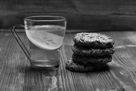 tea and biscuits. Traditional snack for tea time. Drink and homemade goodsの写真素材