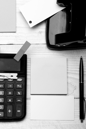 Stationery and calculator. Office supplies and business idea concept. Business cardの写真素材