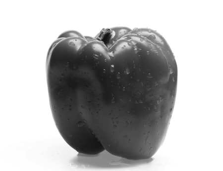 Agriculture and fresh food concept. Pepper with sweet taste and water drops on shiny peel. Bell...