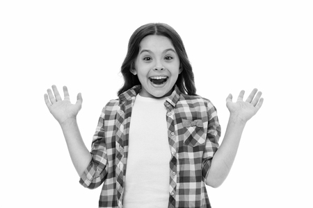 Pleasant surprise. Kid happy loves pleasant surprises.の写真素材