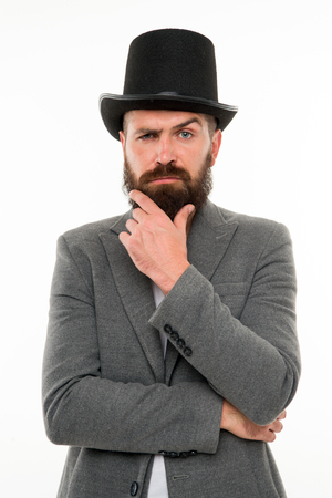 Magician character. Want some magic trick. Magician trick performance concept.の写真素材