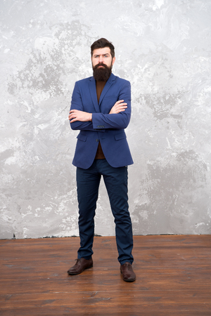 Be my fashionista. Business success. Mature businessman. Bearded man hipster in jacket. Male fashion. Stylish businessman. Bearded man in formal suit. Successful businessman. Confident businessman.の写真素材