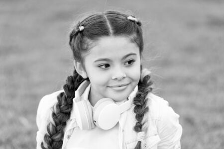 Kid in headset.の写真素材