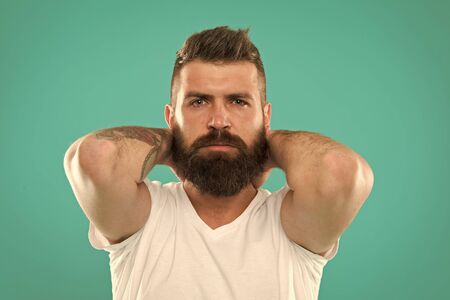 Male beauty. Barber salon. Beard fashion and barber concept. Man bearded hipster stylish beard...