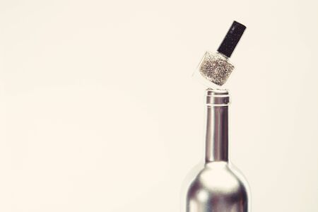 Silver nail polishの写真素材