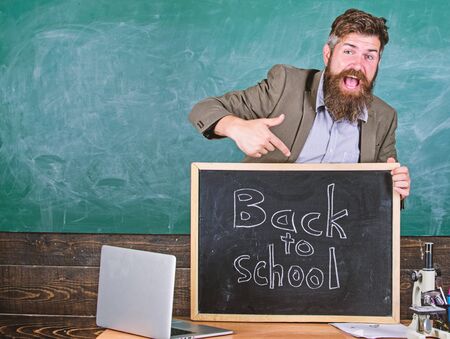 Celebrate day of knowledge. Teacher or educator welcomes inscription back to school. Welcome back to...