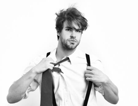 Caucasian stylish bearded managerの写真素材