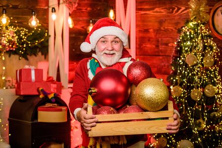 cool mood. christmas tree decoration. decorate your xmas. Time for presents. man decorative ball....