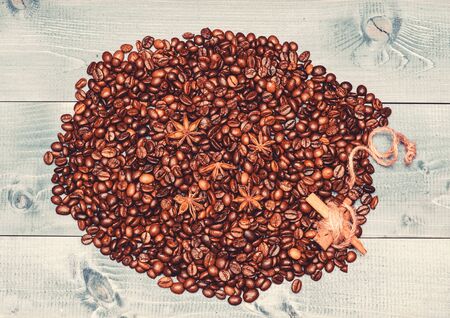 Texture and background concept. Coffee shop or store. Degree of roasting coffee beans. Fresh roasted...