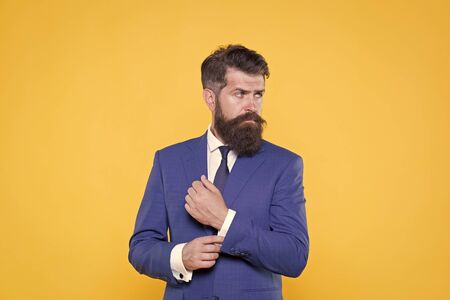 Because you worth it. Handsome guy concept. Confident businessman handsome bearded man in formal...