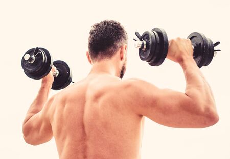 Healthy lifestyle. athletic body. Dumbbell gym. fitness and sport equipment. man sportsman...