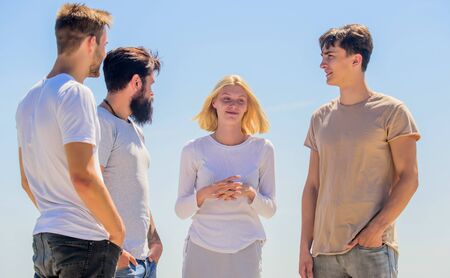 Enabling effective communication. group of four people, partnership. Group communication pleasure....
