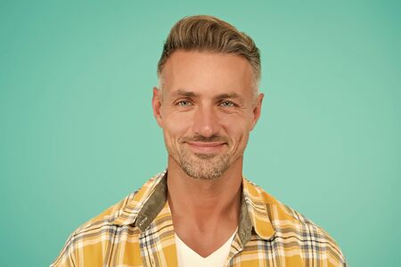 Kind smile. Bristle and facial hair. Natural beauty. Man attractive well groomed facial hair....