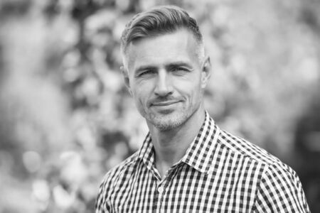 Facial care and ageing. Traits and behaviors that make men more appealing. Attractive mature man....
