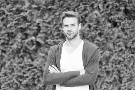 Bearded guy casual style. Simplicity, good taste and grooming. Man knows what real beauty is....