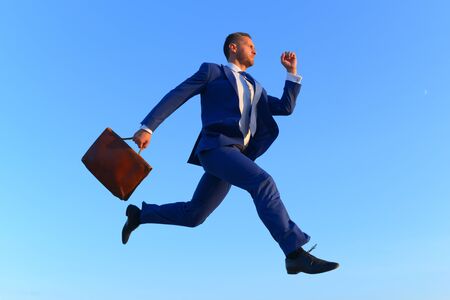 Businessman makes big step up on career ladderの写真素材