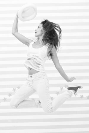 Happy and stylish sexy woman. Glamour fashion model. Crazy girl in colorful sporty clothes. Fashion and beauty. Hipster girl. Hip hop woman dancer. sence of freedom. Perfect femaleの写真素材