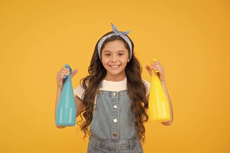 Girl ready for cleaning.の写真素材