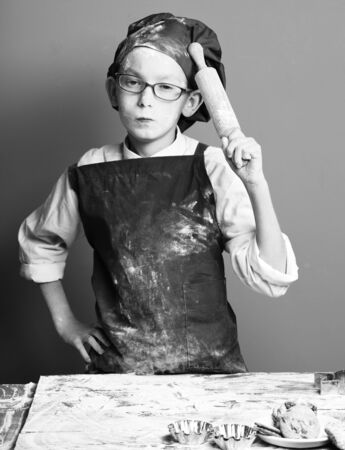 stained cute cook chef boyの写真素材