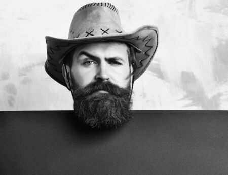 Bearded brutal caucasian hipster cowboyの写真素材