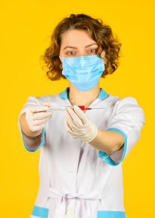 Side effects. Vaccination concept. Vaccination program. Nurse preparing for injection. Coronavirus prevention. Drug medicines. Stop epidemic. Health care hospital. Medicine vaccination syringe needleの写真素材