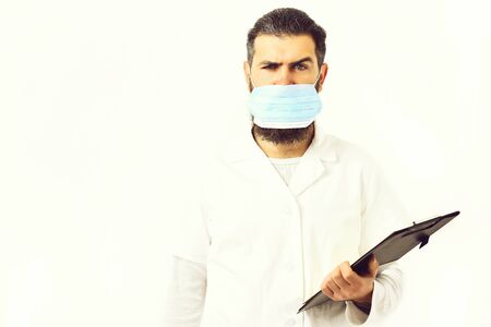 Bearded brutal caucasian doctor or postgraduate studentの写真素材