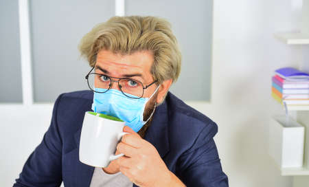 Virus transmitted by droplets and close contact. Wearing mask protect from coronavirus. Quarantine...