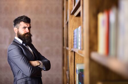 Aristocracy, power, confidence, success concept. Mature man with long beard